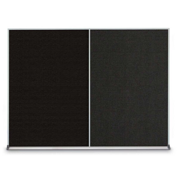 United Visual Products Triple Door Radius Corkboard, 72"X36", B UV8005-BRONZE-PEARL - main